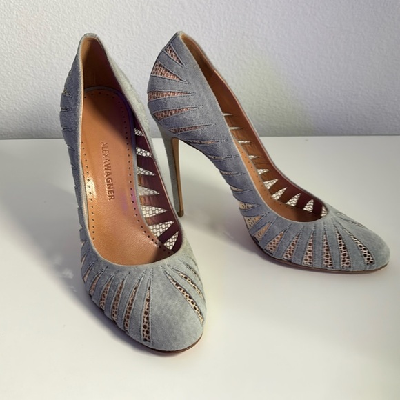 Alexa Wagner Women’s Chambray Blue Lace Heels 39.5 - Picture 3 of 6